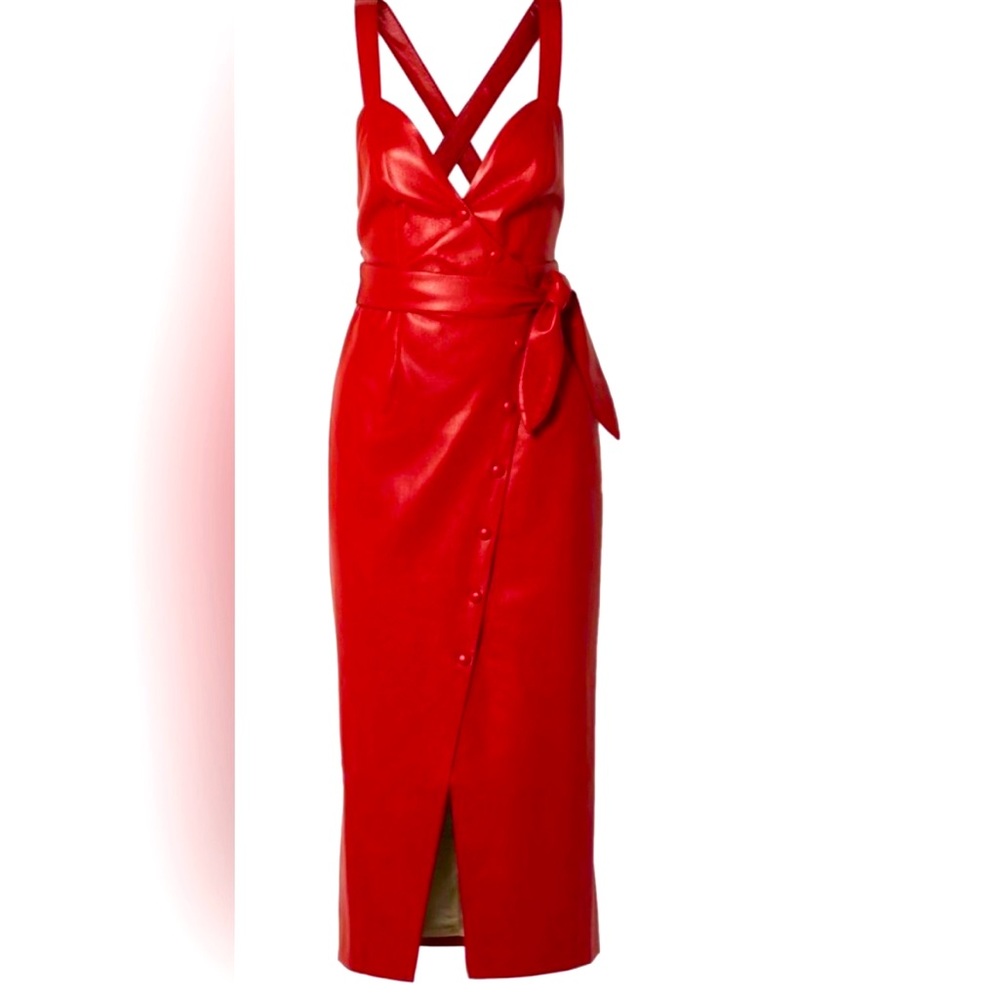 Nanushka Nahar Knotted Vegan Leather Midi Dress Size Large
